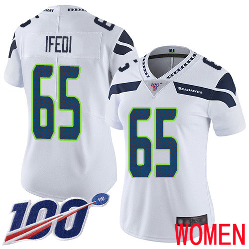 Seattle Seahawks Limited White Women Germain Ifedi Road Jersey NFL Football 65 100th Season Vapor Untouchable